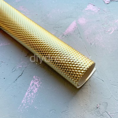 Кожзам текстурный "Ромбики", золото Кожзам текстурный "Ромбики", золото