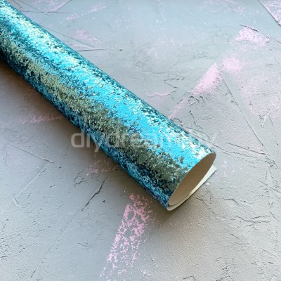 Кожзам с крупными блестками, голубой Кожзам с крупными блестками, голубой