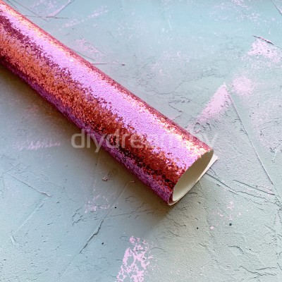 Кожзам с крупными блестками, розовый Кожзам с крупными блестками, розовый