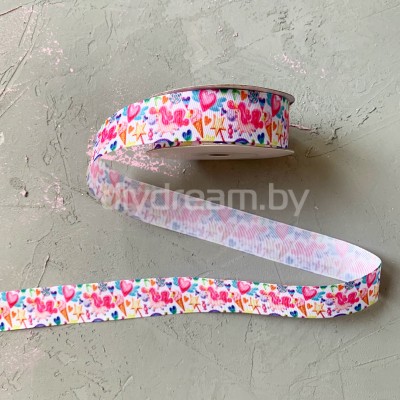 Лента репсовая с рисунком "Единорог" 2,5 см Лента репсовая с рисунком "Единорог" 2,5 см