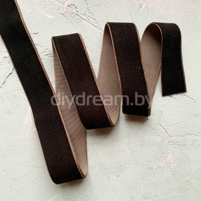 Лента бархатная 25 мм, цв. шоколадный