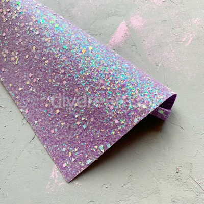 Кожзам с пайетками "Геометрия", сиреневый радужный Кожзам с пайетками "Геометрия", сиреневый радужный