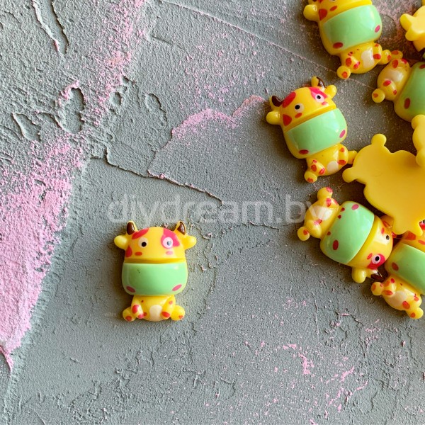 Кабошон "Коровка", желтый