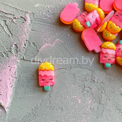 Кабошон "Мороженое", ярко-розовый Кабошон "Мороженое", ярко-розовый