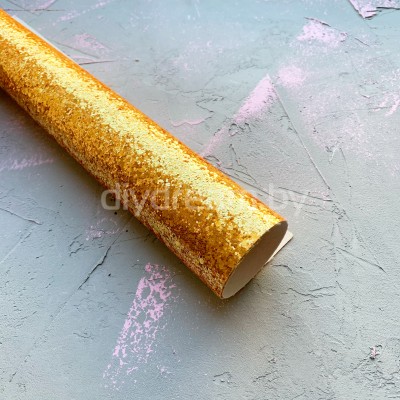 Кожзам с крупными блестками, темно-золотой Кожзам с крупными блестками, темно-золотой