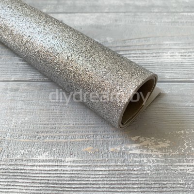 Глиттерный фоамиран 2 мм, серебро