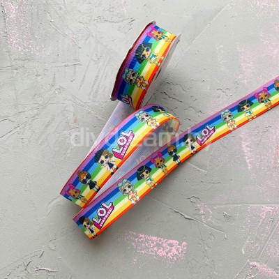 Лента репсовая с рисунком "Куколки" 2,5 см Лента репсовая с рисунком "Куколки" 2,5 см