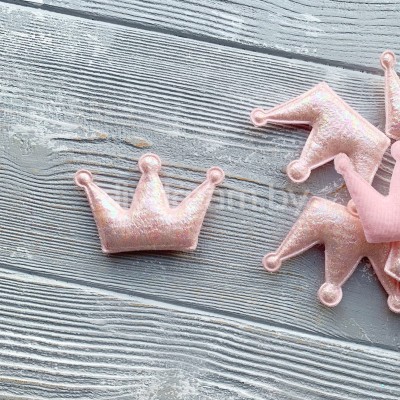 Патч с переливом "Корона" 6,5х4,5 см, розовый
