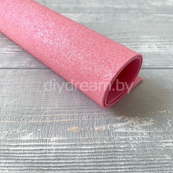 Глиттерный фоамиран 2 мм, розовый