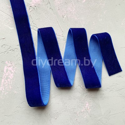 Лента бархатная 25 мм, цв. синий