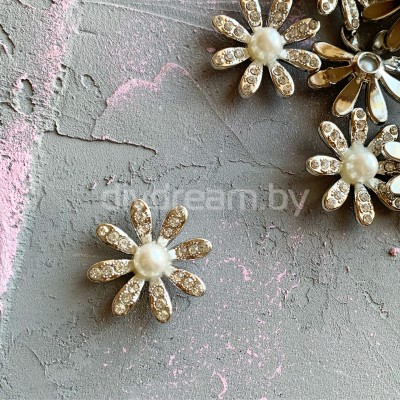 Кабошон флоризель пластик 30 мм, серебро Кабошон флоризель пластик 30 мм, серебро