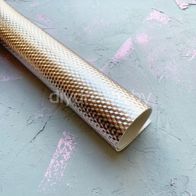 Кожзам текстурный "Ромбики", розовое золото Кожзам текстурный "Ромбики", розовое золото