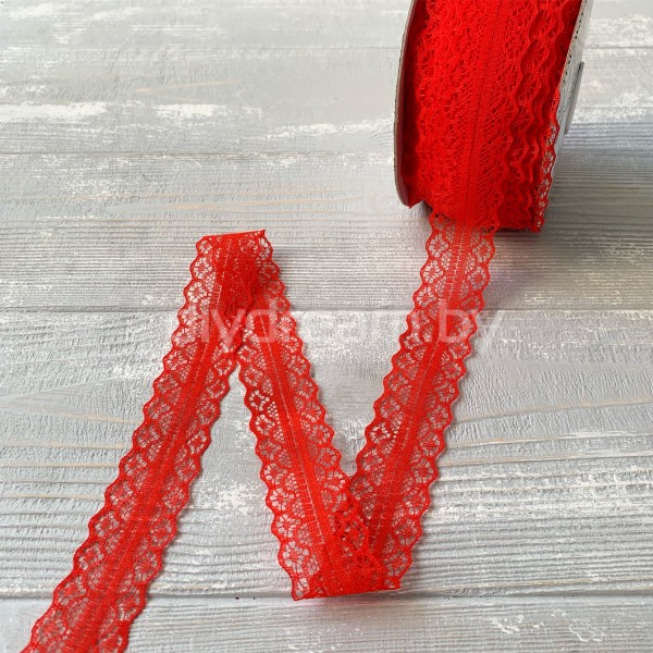 Кружево-трикотаж 30 мм, цв. красный