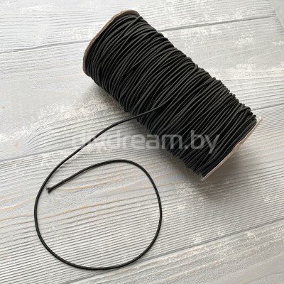 Резинка шляпная (шнур эластичный) 2,5 мм, цв. черный