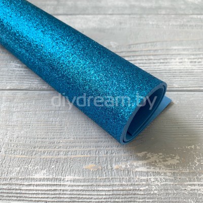 Глиттерный фоамиран 2 мм, голубой