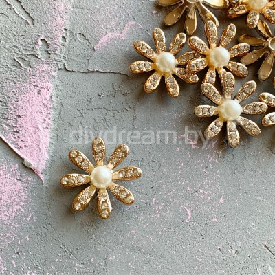 Кабошон флоризель пластик 30 мм, золото Кабошон флоризель пластик 30 мм, золото