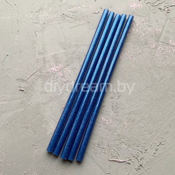 Термоклей с блестками для клеевого пистолета 7х180 мм, синий Термоклей с блестками для клеевого пистолета 7х180 мм, синий