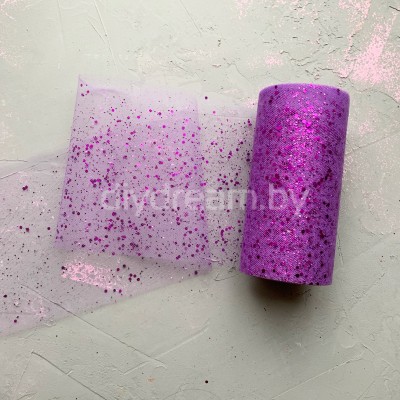 Фатин с пайетками 15 см, фиолетовый (1 м) Фатин с пайетками 15 см, фиолетовый (1 м)