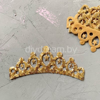 Патч с пайетками "Корона" 16х7 см, золотой Патч с пайетками "Корона" 16х7 см, золотой
