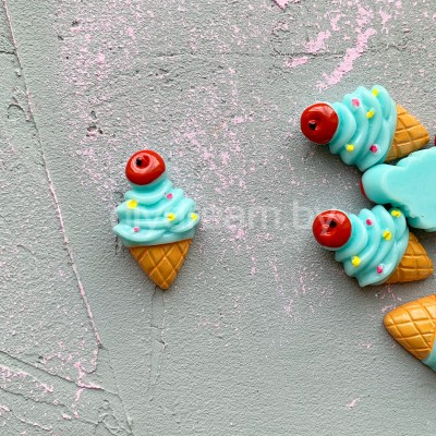 Кабошон "Мороженое рожок", голубой Кабошон "Мороженое рожок", голубой