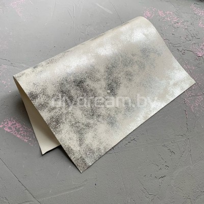 Кожзам с напылением А4, белый/серебро Кожзам с напылением А4, белый/серебро