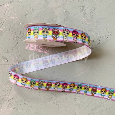 Лента репсовая с рисунком "Куколки" 2,5 см, №4 Лента репсовая с рисунком "Куколки" 2,5 см, №4