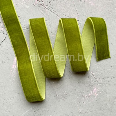 Лента бархатная 25 мм, цв. фисташковый