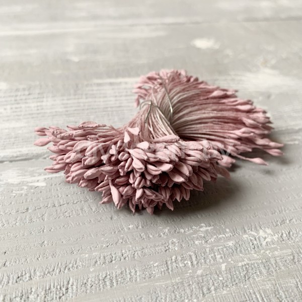 Тычинки матовые для цветов, цв. пастельный розовый (пучок 30 шт.)