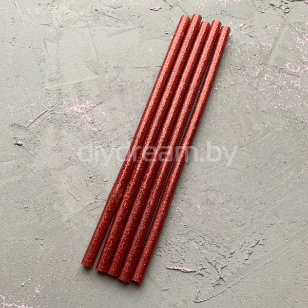 Термоклей с блестками для клеевого пистолета 7х180 мм, красный Термоклей с блестками для клеевого пистолета 7х180 мм, красный