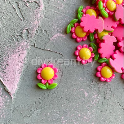 Кабошон "Цветочек", ярко-розовый Кабошон "Цветочек", ярко-розовый