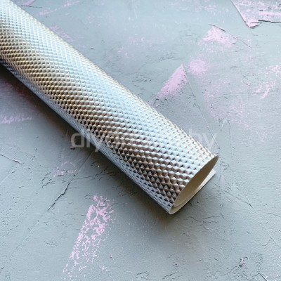 Кожзам текстурный "Ромбики", серебро Кожзам текстурный "Ромбики", серебро