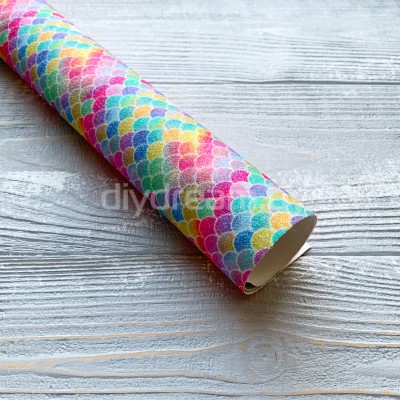 Искусственная кожа с мелкими блёстками "Радужная чешуя" Искусственная кожа с мелкими блёстками "Радужная чешуя"