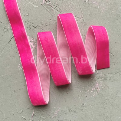 Лента бархатная 25 мм, цв. ярко-розовый