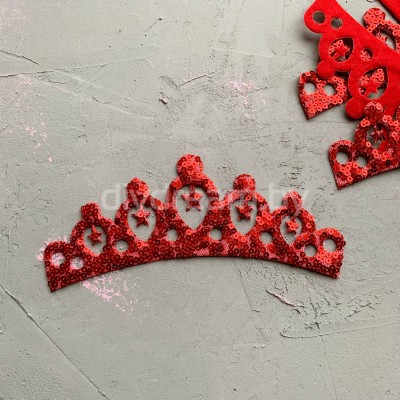 Патч с пайетками "Корона" 16х7 см, красный Патч с пайетками "Корона" 16х7 см, красный