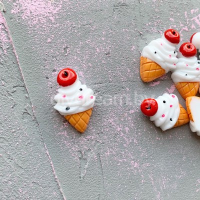 Кабошон "Мороженое рожок", белый Кабошон "Мороженое рожок", белый