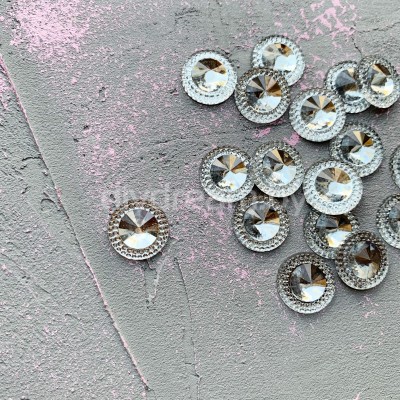 Кабошон-страза круглый 14 мм, серебро Кабошон-страза круглый 14 мм, серебро