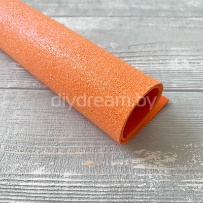 Глиттерный фоамиран 2 мм, оранжевый