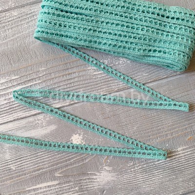 Тесьма вязаная 8 мм, цв. мятный Тесьма вязаная 8 мм, цв. мятный