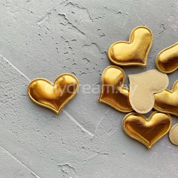 Патч кожзам "Сердце" 3х3,6 см, золото
