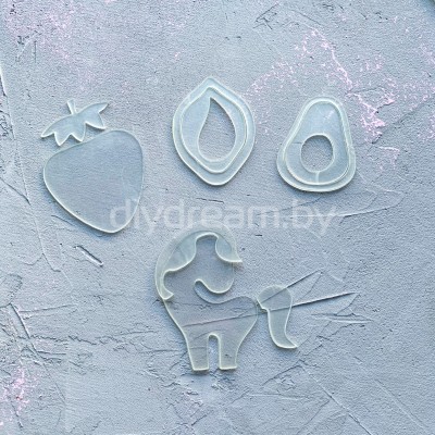 Набор пластиковых шаблонов 1 мм "Фрукты и единорог" Набор пластиковых шаблонов 1 мм "Фрукты и единорог"