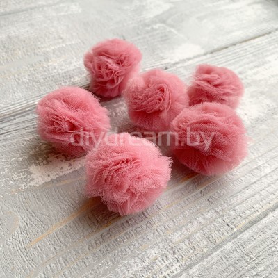 Помпон из фатина 3.5 см, дымчато-розовый Помпон из фатина 3.5 см, дымчато-розовый