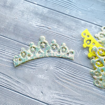 Патч с пайетками "Корона" 16х7 см, лимонный Патч с пайетками "Корона" 16х7 см, лимонный