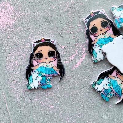 Кабошон-вырубка "Куколка и единорог" 40 мм Кабошон-вырубка "Куколка и единорог" 40 мм